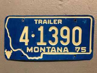 Vintage 1975 Montana License Plate Blue/white 4 - 1390 Trailer