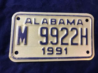 Vintage Alabama Motorcycle License Plate Nos Never Issued 1991