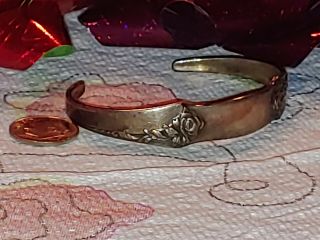 Heirloom / Oneida Sterling Silver Spoon Cuff Bracelet Damask Rose Pattern