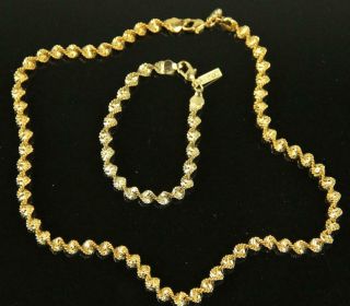 Vtg Napier Gold Tone Braided Twist Chain Statement Necklace & Bracelet Set