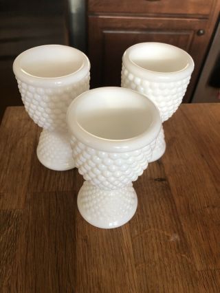 Vintage Westmoreland Hobnail Milk Glass Double Egg Cup - 3 Cups