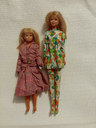 Vintage 1971 Mattel Malibu Barbie And Malibu Skipper (2 Dolls)