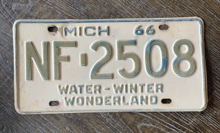 1966 Michigan License Plate Nf - 2508 Winter Wonderland