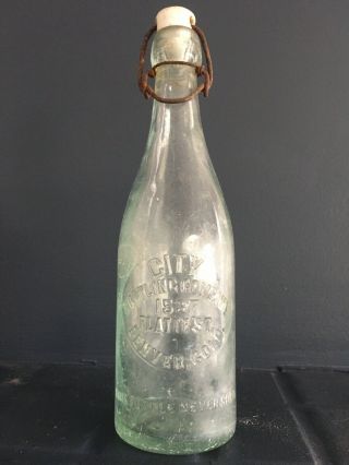 Vintage City Bottling Co.  Denver Colorado Embossed Blob Top Bottle