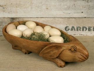 Bunny Centerpiece Bowl Primitive Home/french Country Farmhouse Decor Wood Style