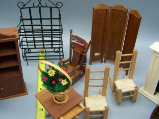 11 Vintage Miniature Doll House Wood Furniture Hutch,  Table Room Devider All NOS 3