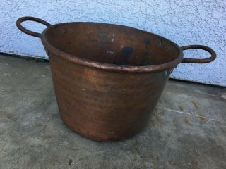 Antique Large Copper Two Handles Pan Kettle Cooking Pot