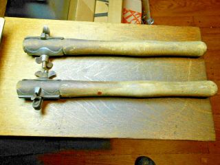 2 Antique Cast Iron 2 Man Logging Crosscut Saw Handles With Hardware