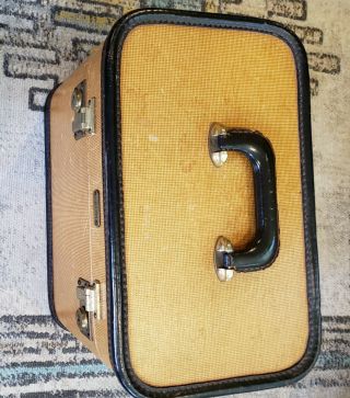Vintage Oshkosh Train Case Suitcase Luggage 1950s Gold Yellow