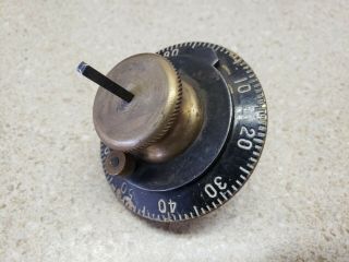 Antique Safe Lock Dial Transfer Tool.  Brass With Adjustable Dial And Shaft