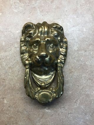 Vintage Estate Lion Head Heavy Brass Door Knocker - Large 7 1/2 " Back Mount