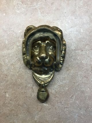 Vintage Estate LION head heavy Brass DOOR KNOCKER - Large 7 1/2 