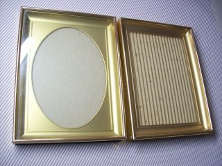 2 Vintage 7/8 " Wide Embossed Gold Metal 5x7 Shadow Box Picture Frames Glass Back