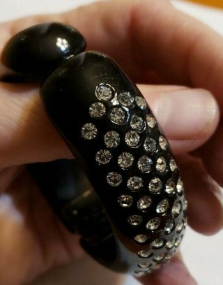 Antique Black Bakelite Bracelet With Rhinestones