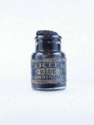 Vintage Carter’s Blue Stamping Ink Bottle With Label