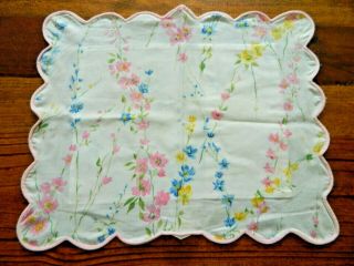 Vintage/antique D Porthault Pink Floral Throw Pillow Sham Case Scallop Edge 40s