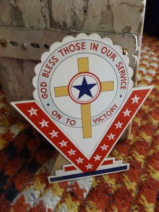 Vintage 1943 Wwii V For Victory Bless Those In Service Paperboard Stand