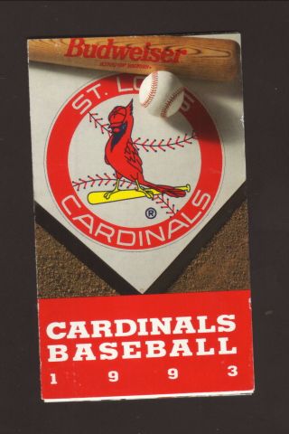 St Louis Cardinals - - 1993 Pocket Schedule - - Budweiser - - Promotions Back Panel