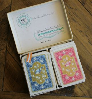Vintage Miniature Playing Cards Double Deck Ferd Piatnik & Sohne Made In Austria