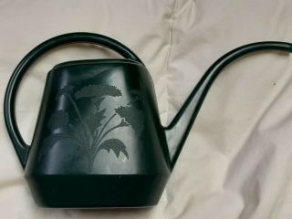 Vintage Retro Plastic Forest Green Floral Watering Can