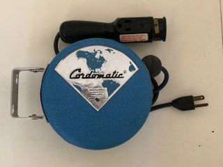 Vintage Cordomatic Model 500g Retractable Extension Cord 6a - 125v With Wall Mount