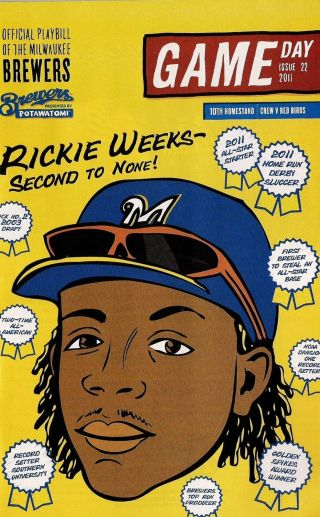 Rickie Weeks On Cover Milwaukee Brewers 2011 Official Gameday Program Issue 22