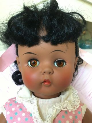 Vintage 1950s 1960s Black American Plastic Doll Sleepy Eyes Orig Dress