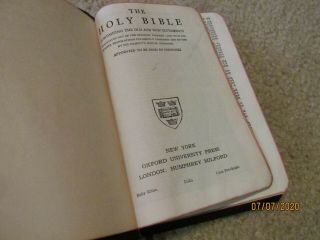 Vintage Oxford Pocket Sized Holy Bible Morocco Leather 1943