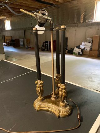 Vintage Brass/ Metal Cherub Table Lamp Base With Figurines