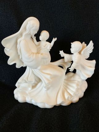 Vtg Mary Baby Jesus Angel Figurine Millenium By Roman Inc Peace On Earth 1995