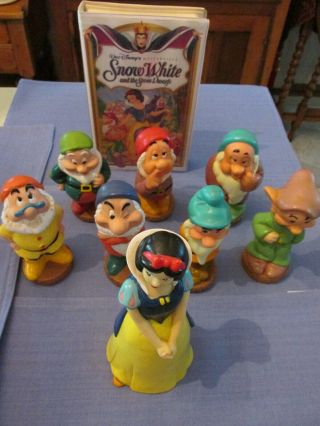 Vintage Snow White And The Seven Dwarfs - Rubber Figures - Snow White Bank&movie