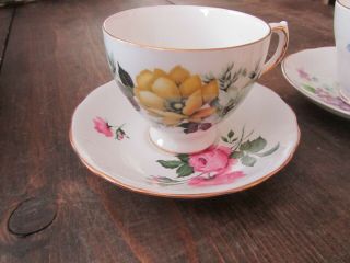 Vintage Tea Cups and Saucers Fine Bone China England Royal Adderly Stuart Roslyn 3