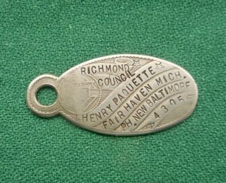Vintage Lost Key Finder Tag Return K Of C Richmond Council Fair Haven Mich.