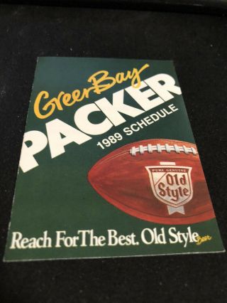1989 Green Bay Packers Football Pocket Schedule Old Style Beer Version 3