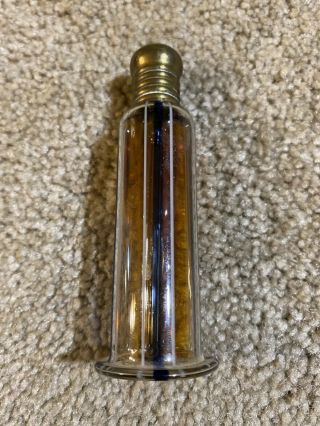 S Antique Art Glass Dabber Perfume Bottle Screw Metal Top White & Blue Striped
