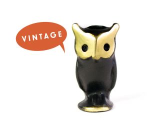 Walter Bosse Owl Figurine Vintage Mid Century Miniature Bird Austria Brass 1950