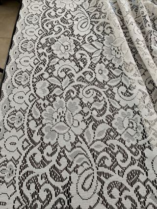 One (1) Vtg Lace Semi - Sheer Curtain Off White (38 " W X 63 " L) 4 Avail.  Euc