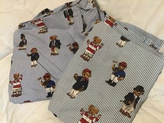 Vtg.  Ralph Lauren Polo Teddy Bears Twin Size Flat & Fitted Sheets