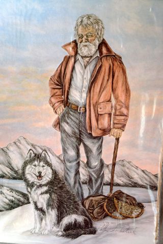 Vintage Patti Lindstrand Signed 1984 Limited Edition Man & Wolf Alaskan Artwork 2