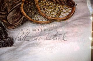 Vintage Patti Lindstrand Signed 1984 Limited Edition Man & Wolf Alaskan Artwork 3