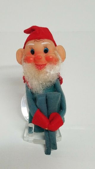 Vintage Christmas Knee Hugger Bearded Elf Pixie Red Green 4 " Japan