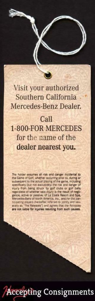 Ticket From Tiger Woods Win Mercedes Championship 1997 AUTO by Paul Goydos 2