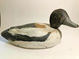 Primitive Antique Wooden Duck Hunting Decoy With Paint From Vermont