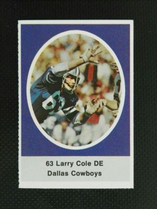 1972 Sunoco Football Stamp Larry Cole Dallas Cowboys