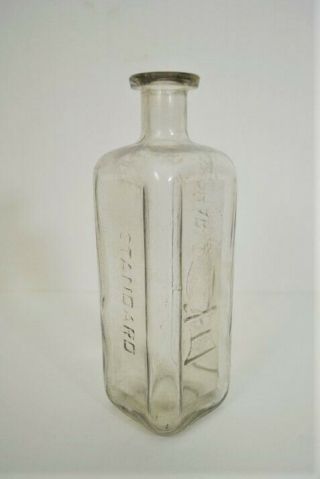 Antique Owl Drug Company Clear Bottle Square 8 Inch