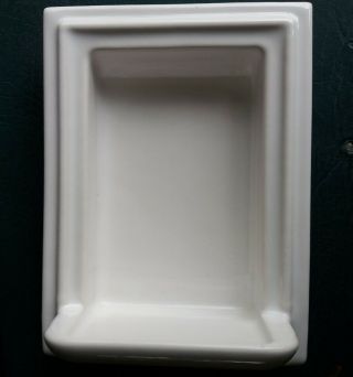 Vintage White Ceramic Recessed Bathroom Soap Dish Glass Holder