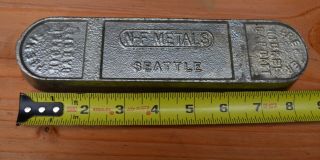 Vintage? Premier Nickel Babbitt Ingot Bar N - F Metals Seattle 3 Pounds 14 Oz 1