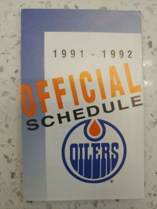 1991 - 1992 Edmonton Oilers Pocket Schedule Vincent Damphousse Joe Murphy Ranford