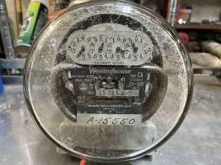 Vintage Antique 1936 Westinghouse Electric Meter W/ Glass Dome Steampunk Decor