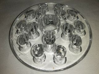 Vintage 4 " Flower Frog Thick Crystal Glass 15 Hole W/candle Holder For Vases Usa
